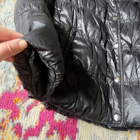 Burberry Black Goose Down Quilted Puffer Jacket sz M Medium Coat Shiny - Picture 5 of 12